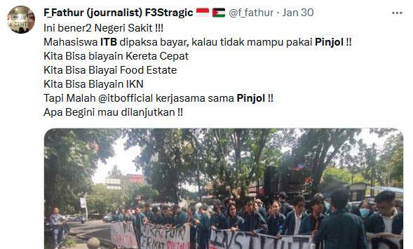 reaksi netizen adanya pinjol di ITB F_Fathur