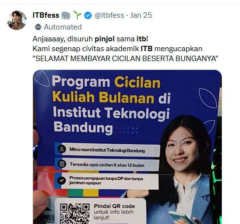 reaksi netizen adanya pinjol di ITB